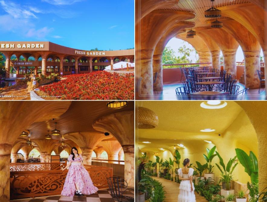 Quán cafe view triệu đô hướng ra vườn hoa