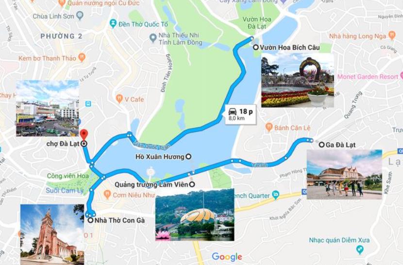 Đường đi đến vườn hoa thành phố Đà Lạt