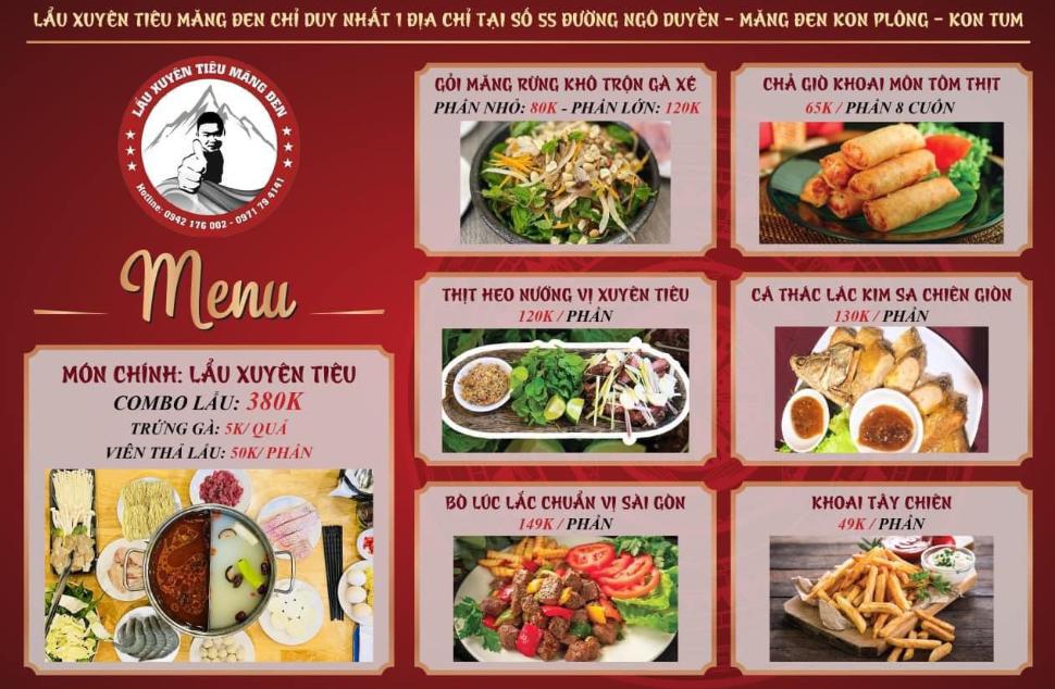 Thực đơn của Măng Đen Lữ Quán