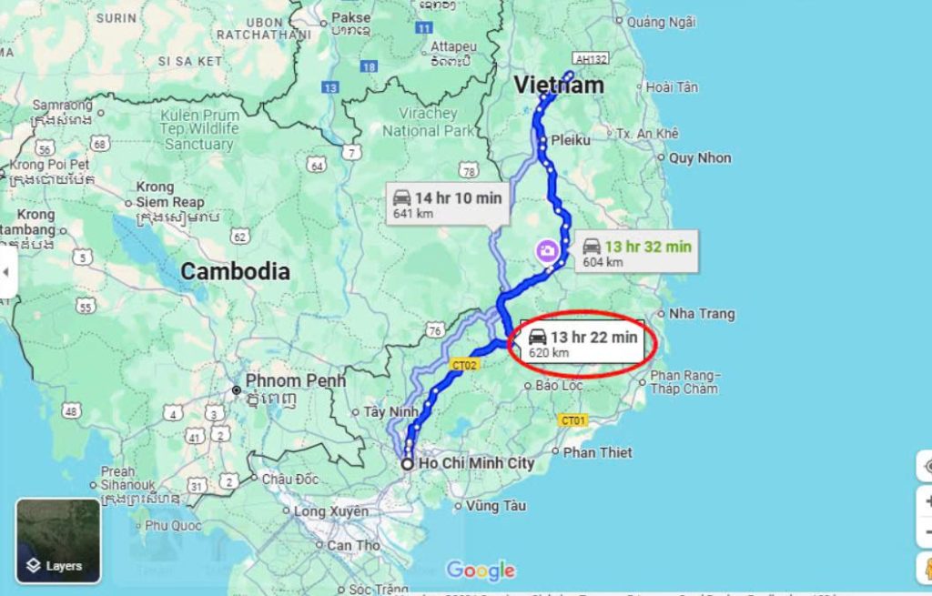 Tuyến đường qua Buôn Ma Thuột (Quốc lộ 14 và Quốc lộ 24)