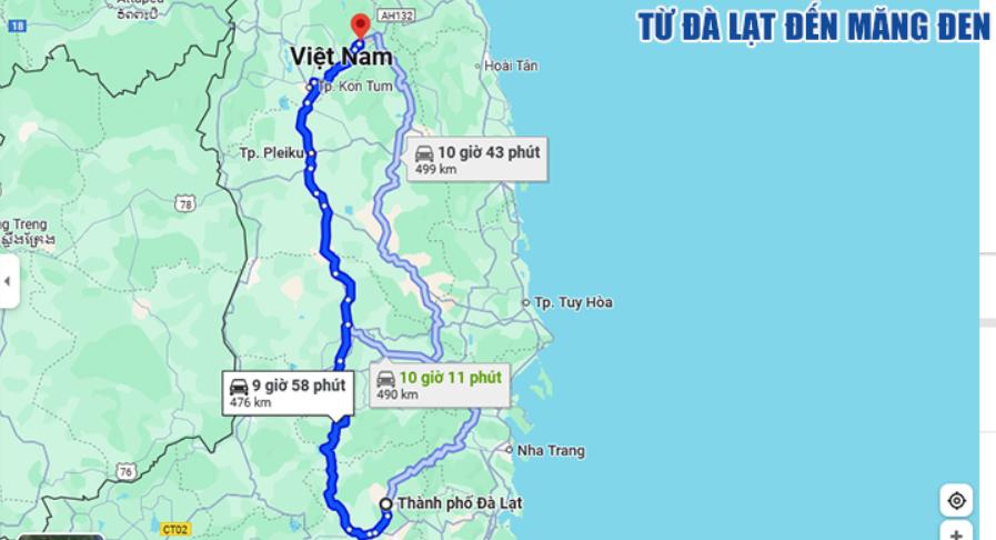 Đà Lạt đi Măng Đen bao nhiêu km