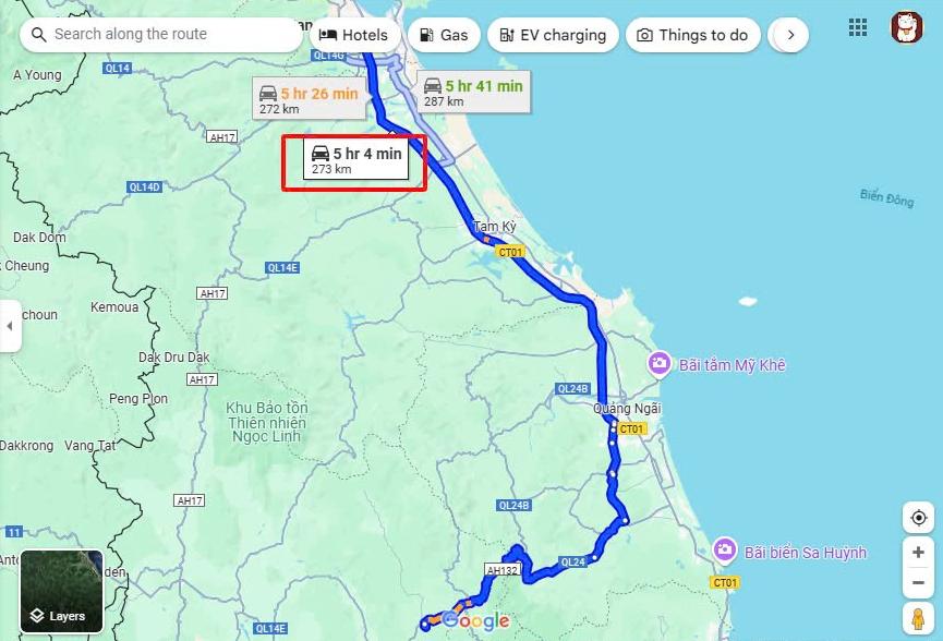 Tuyến đường via ĐCT Bắc – Nam phía Đông/ĐCT Đà Nẵng – Quảng Ngãi/CT01 và QL24