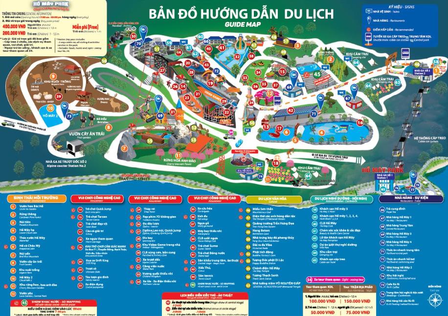 Bản đồ hướng dẫn du lịch ở Hồ Mây Park