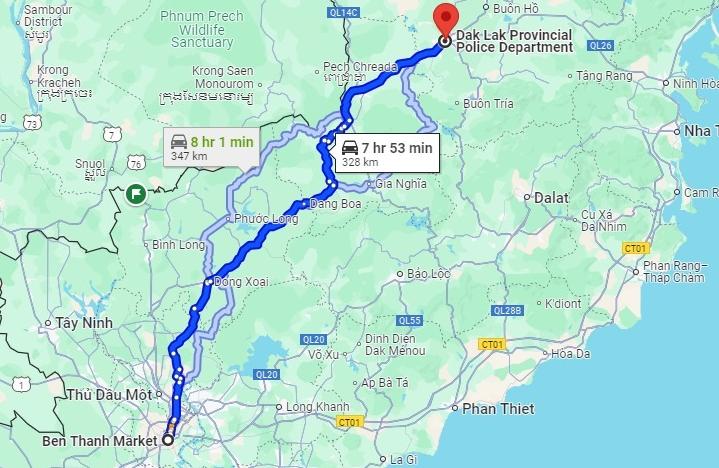 Từ TPHCM đi Buôn Mê Thuột khoảng 325km