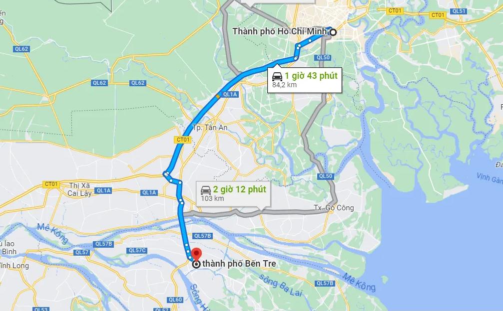 Khoảng cách từ TPHCM đến TP. Bến Tre khoảng 85 – 90 km đường bộ